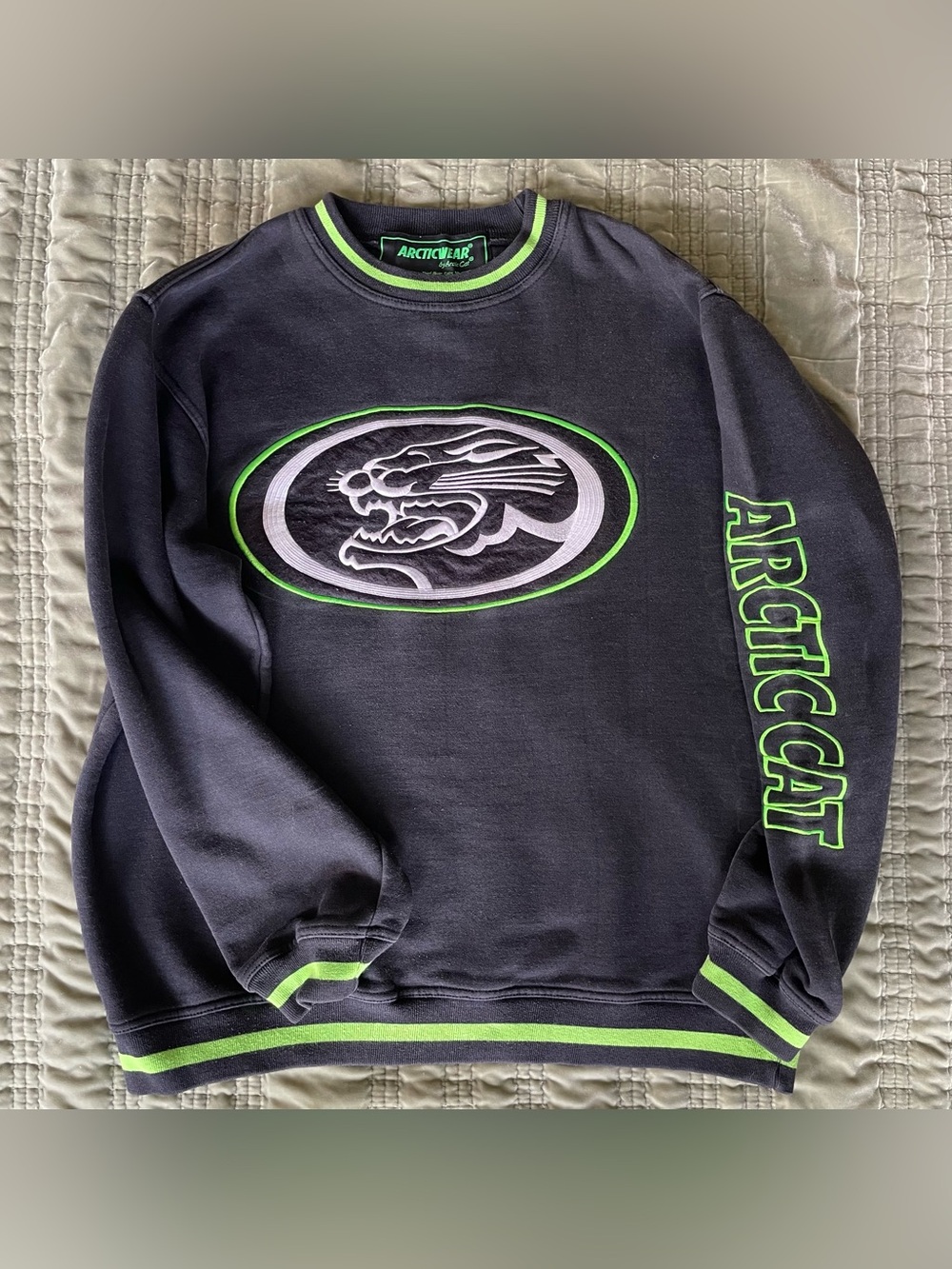 Arctic Cat Vtg 90’s Embroidered Black Crewneck Sweatshirt Men’s Size Large